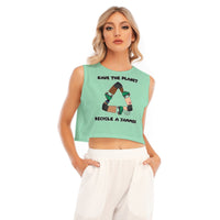 High Tide Derby Save The Planet Recycle All-Over Print Women's Sleeveless Cropped Top