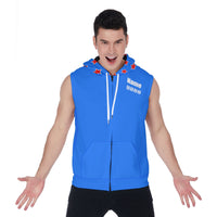 Bombshell Brigade All-Over Print Men's Zipper-Up Sleeveless Hoodie