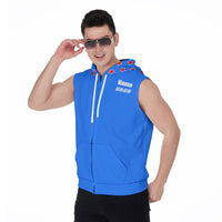 Bombshell Brigade All-Over Print Men's Zipper-Up Sleeveless Hoodie