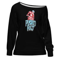 Women's Off Shoulder Sweatshirt Team Puerto Rico Slouch Shoulder Top